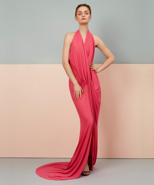hibiscus pink backless jersey iraya dress by Maria Grachvogel