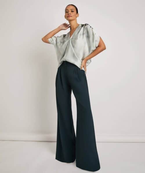 Naiad Artwork Print Blouse -Nickel-& Oxford Trousers- Basalt-Look2