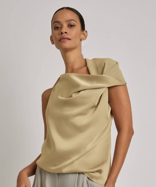 Osmium Blouse and Oxford Trousers-Gold-Front